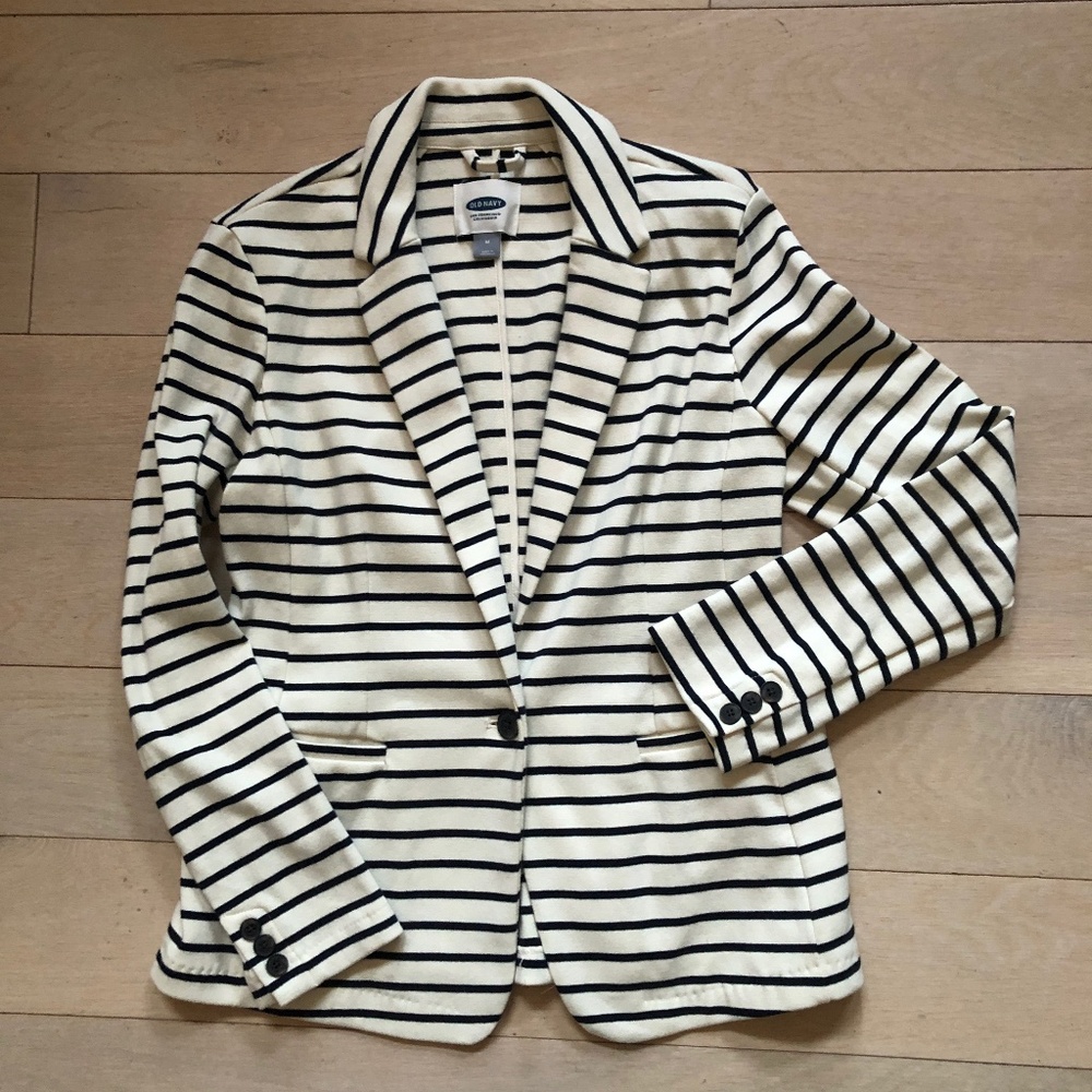 White with navy stripes blazer jacket Old Navy, Medium